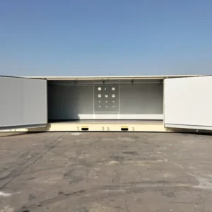 45 voet hoge kubusvormige, geïsoleerde container met dubbele zijdeur.