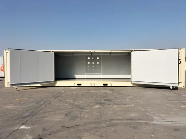 45 voet hoge kubusvormige, geïsoleerde container met dubbele zijdeur.
